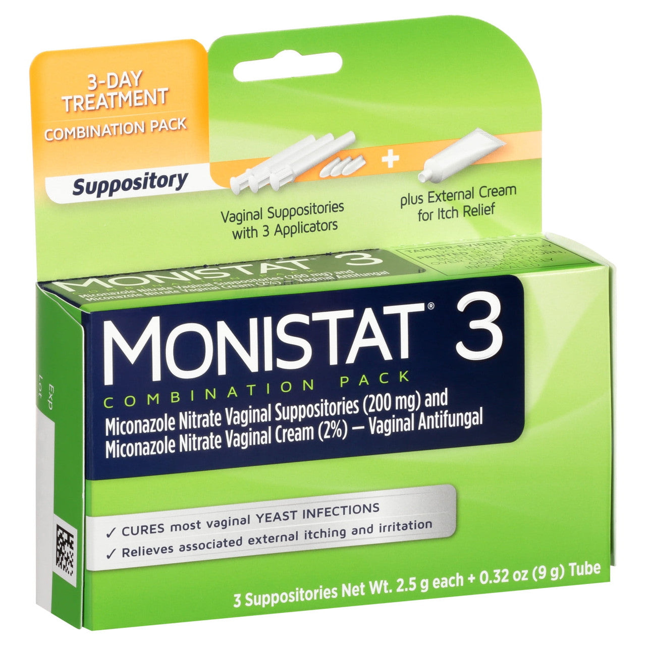 Monistat 3 3-Day Treatment Disposable Suppositories Plus Itch Relief Cream, 1 Ea